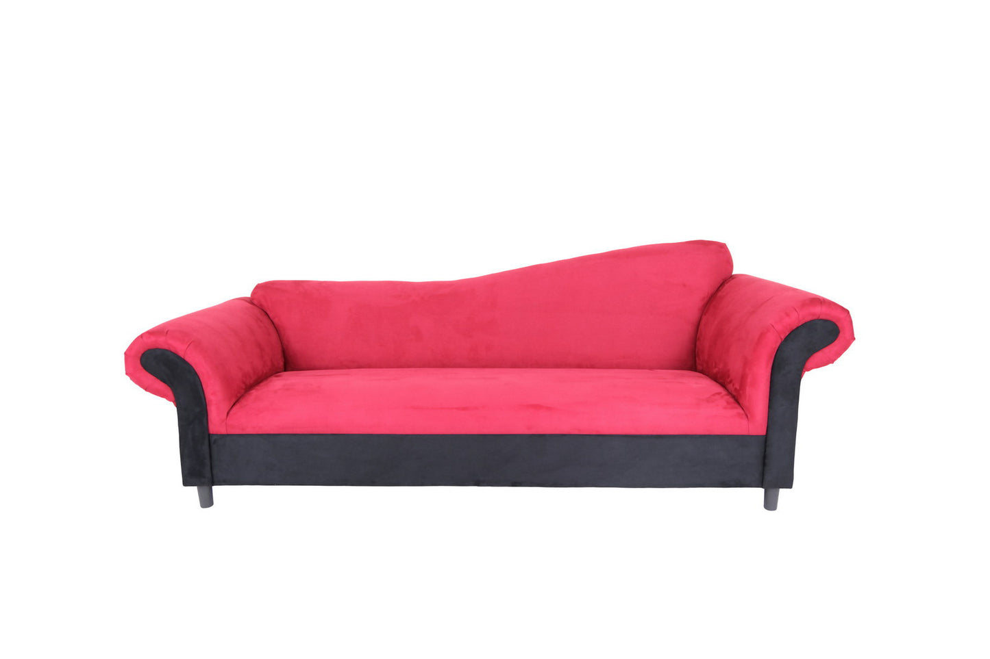 98" Red Velvet Settee With Black Legs