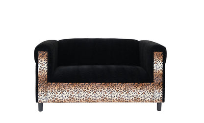 72" Dark Brown And Black Microsuede Loveseat