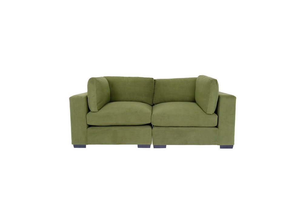 84" Forest Green And Dark Brown Loveseat