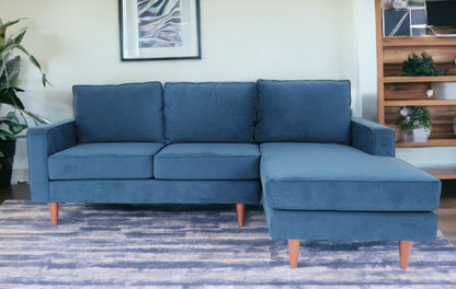 Navy Blue Polyester Blend L Shaped Two Piece Corner Sectional