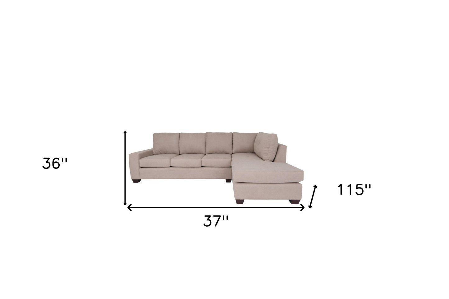 Tan Polyester Blend Stationary L Shaped Two Piece Corner Sectional