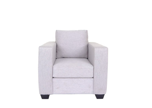 36" Light Gray and Dark Brown Fabric Arm Chair