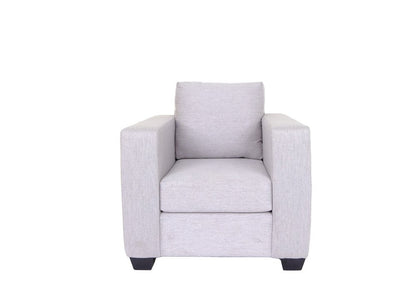 36" Light Gray and Dark Brown Fabric Arm Chair