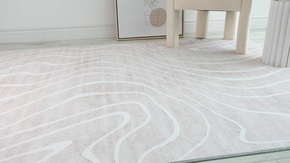 5' X 8' Beige and Ivory Abstract Distressed Area Rug