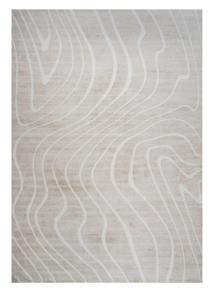 5' X 8' Beige and Ivory Abstract Distressed Area Rug