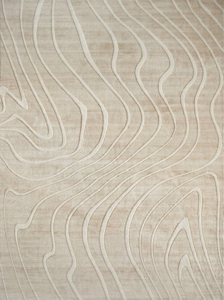 5' X 8' Beige and Ivory Abstract Distressed Area Rug