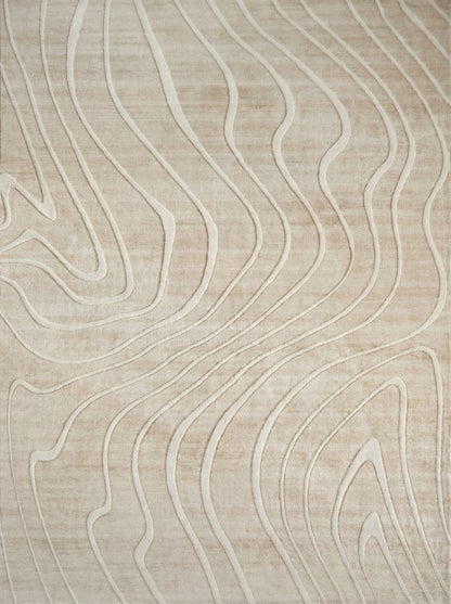 5' X 8' Beige and Ivory Abstract Distressed Area Rug