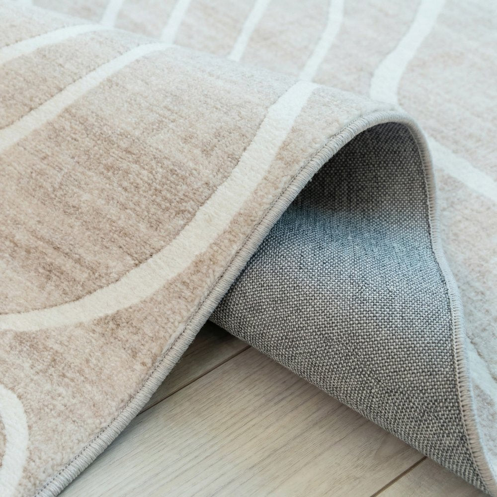 5' X 8' Beige and Ivory Abstract Distressed Area Rug