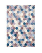 5' X 8' Ivory and Blue Geometric Distressed Area Rug