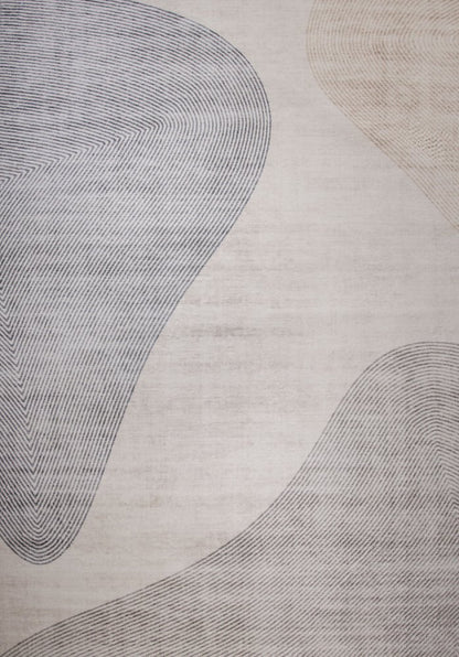5' X 8' Beige and Brown Abstract Distressed Area Rug