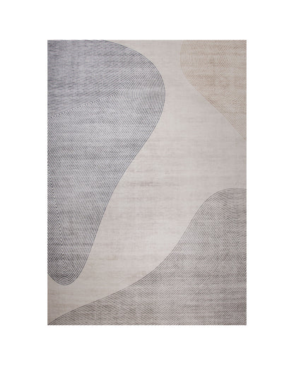 5' X 8' Beige and Brown Abstract Distressed Area Rug