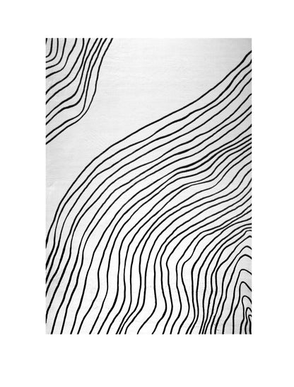 5' X 8' Black and White Abstract Distressed Area Rug