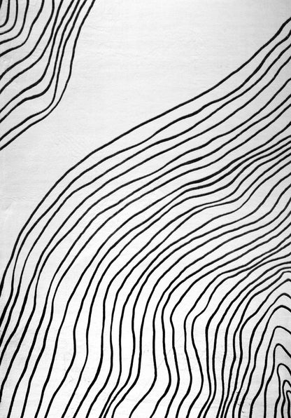 5' X 8' Black and White Abstract Distressed Area Rug
