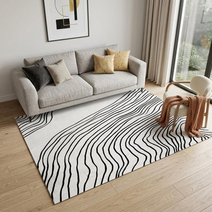 5' X 8' Black and White Abstract Distressed Area Rug