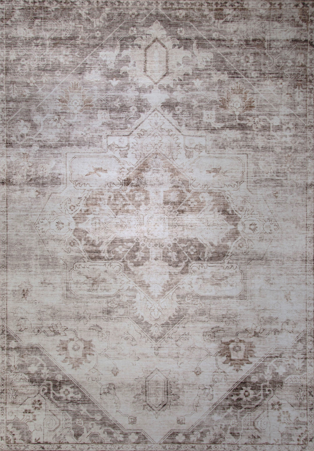 5' X 8' Brown and Ivory Oriental Area Rug