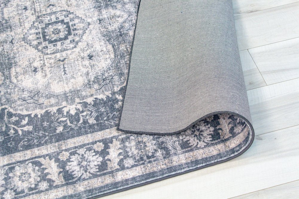 4' X 6' Black and Gray Oriental Area Rug