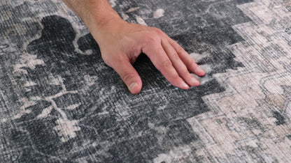 4' X 6' Black and Gray Oriental Area Rug