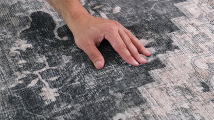 4' X 6' Black and Gray Oriental Area Rug