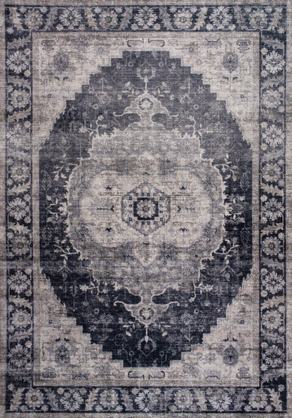 4' X 6' Black and Gray Oriental Area Rug