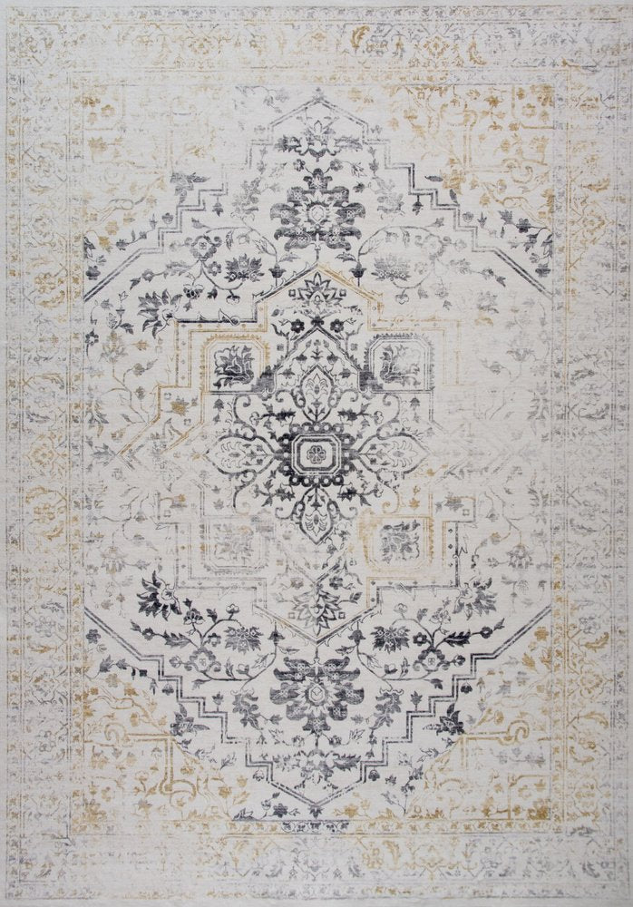 4' X 6' Gray and Gold Oriental Area Rug