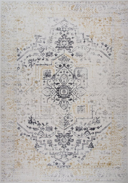 4' X 6' Gray and Gold Oriental Area Rug
