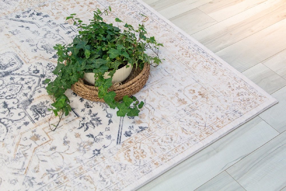 4' X 6' Gray and Gold Oriental Area Rug