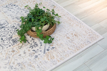 4' X 6' Gray and Gold Oriental Area Rug