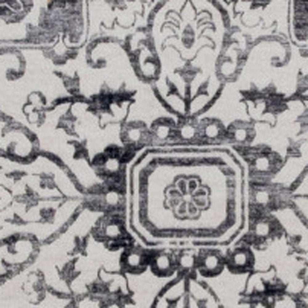 7' X 10' Gray and Gold Oriental Area Rug