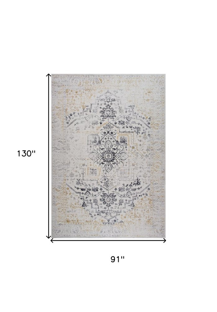 8' X 11' Gray and Gold Oriental Area Rug