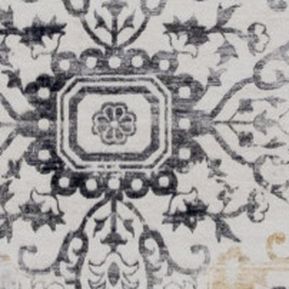 8' X 11' Gray and Gold Oriental Area Rug