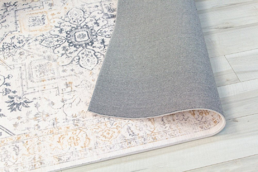 8' X 11' Gray and Gold Oriental Area Rug