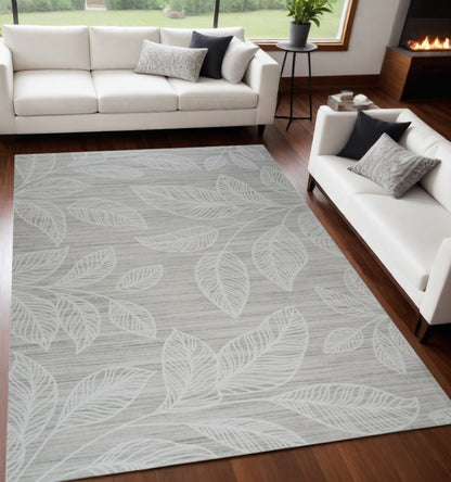 5' X 8' Beige and Ivory Floral Distressed Area Rug