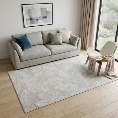 5' X 8' Beige and Ivory Floral Distressed Area Rug