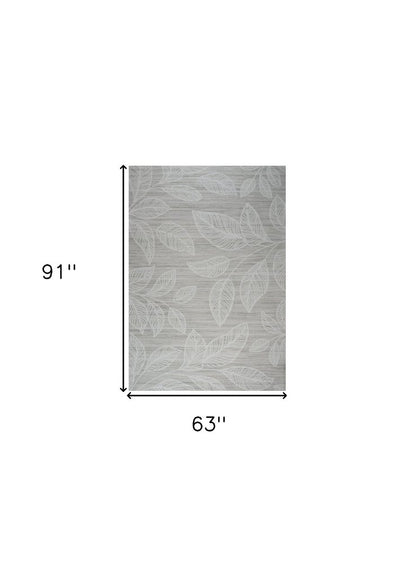 5' X 8' Beige and Ivory Floral Distressed Area Rug