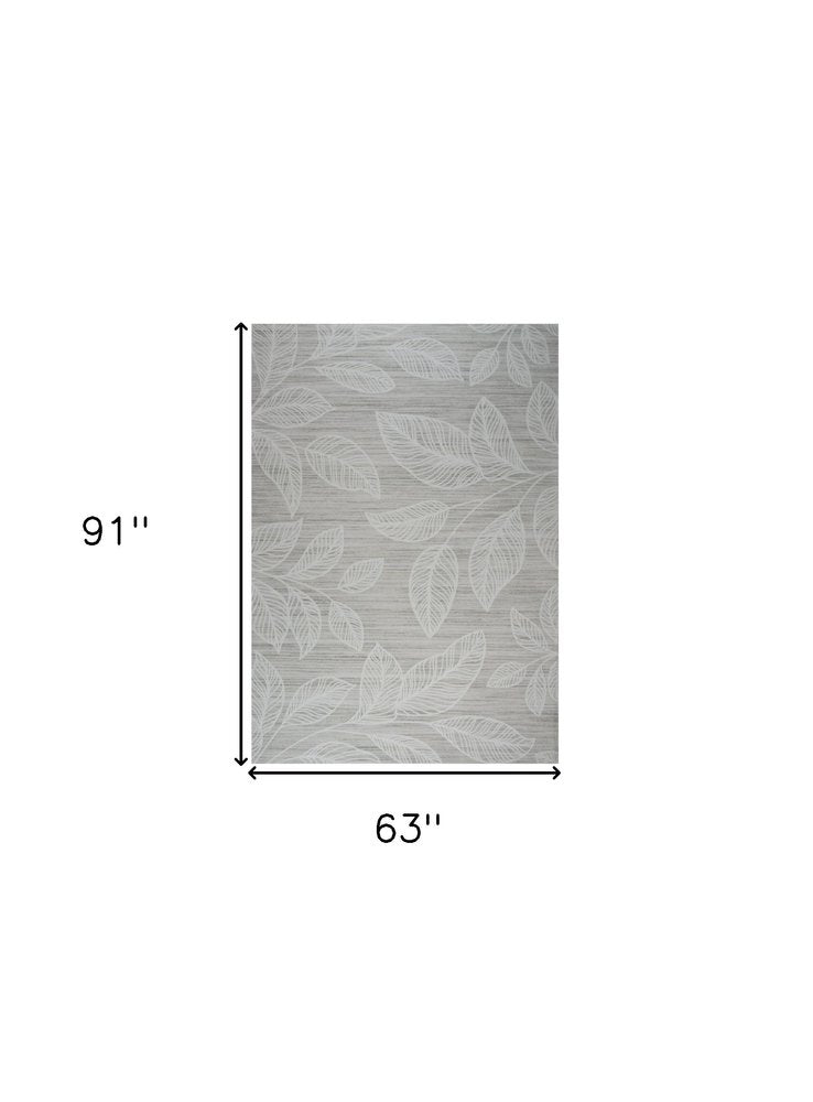 5' X 8' Beige and Ivory Floral Distressed Area Rug