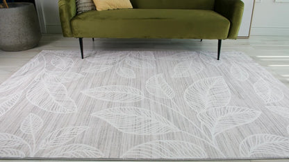 7' X 10' Beige and Ivory Floral Distressed Area Rug