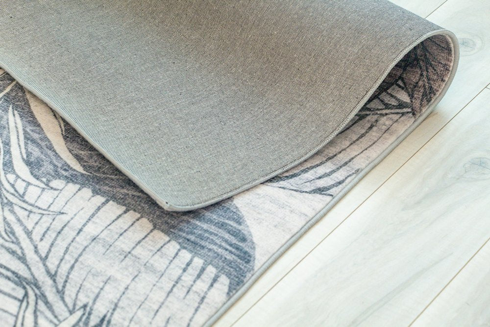 5' X 8' Gray and Brown Floral Distressed Area Rug