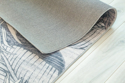 5' X 8' Gray and Brown Floral Distressed Area Rug