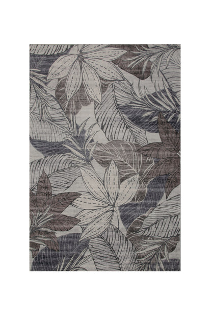 8' X 11' Gray and Brown Floral Distressed Area Rug