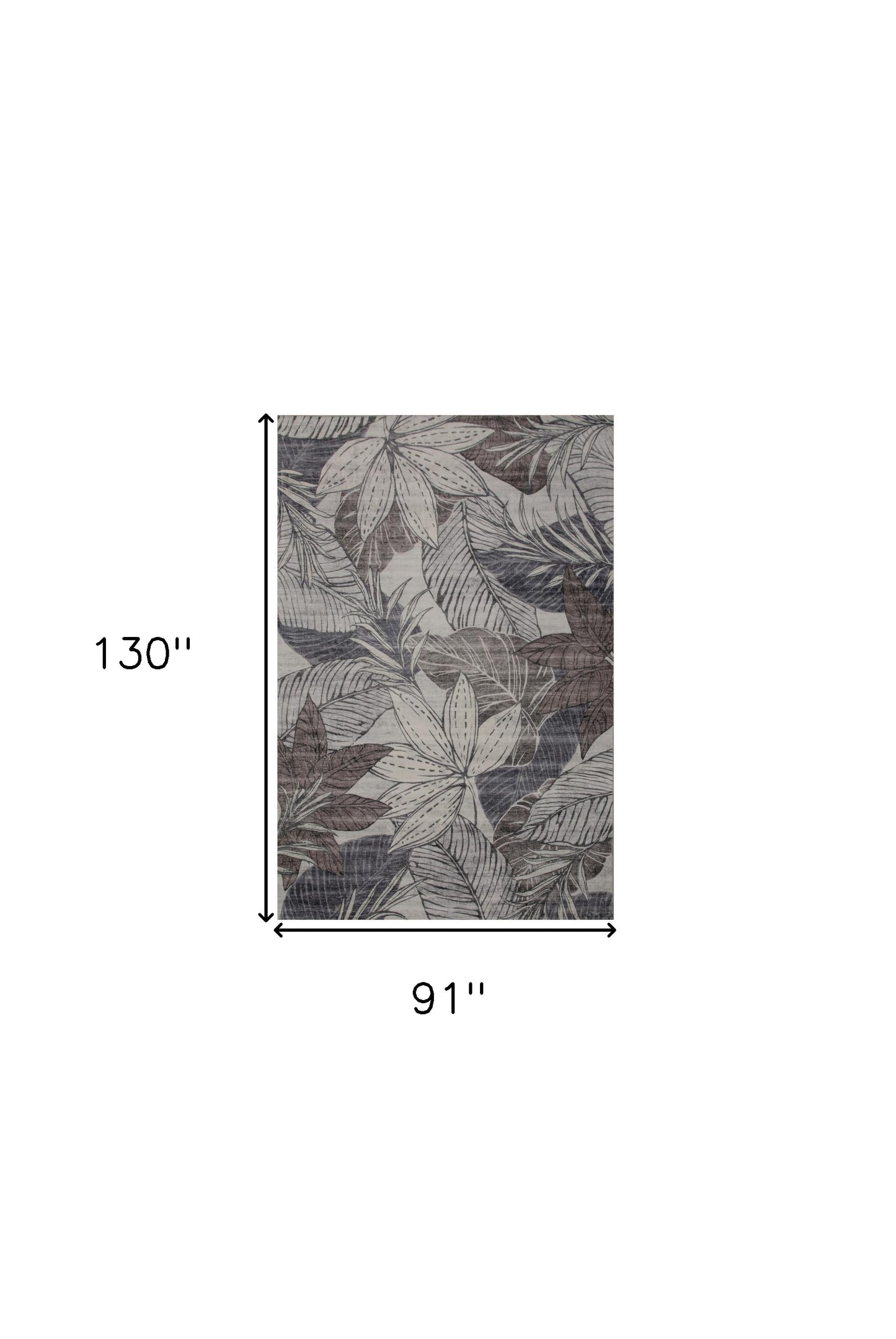 8' X 11' Gray and Brown Floral Distressed Area Rug