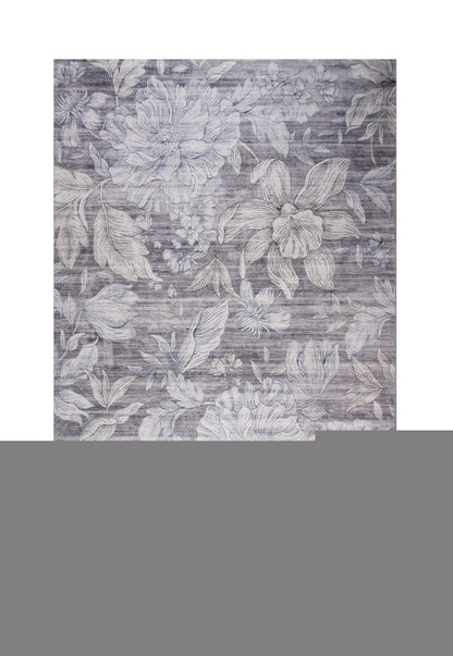 4' X 6' Gray and Beige Floral Area Rug