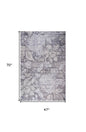 4' X 6' Gray and Beige Floral Area Rug