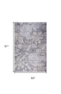 5' X 8' Gray and Beige Floral Area Rug