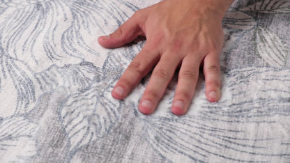 5' X 8' Gray and Beige Floral Area Rug