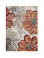 5' X 8' Red and Beige Floral Distressed Area Rug