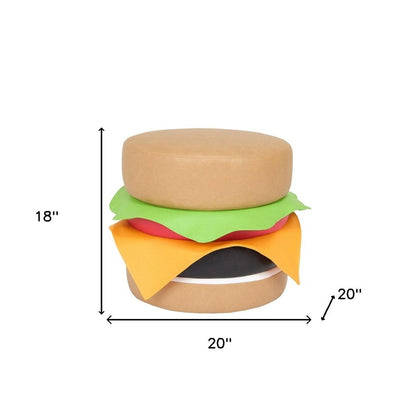 20" Brown Faux Leather Round Footstool