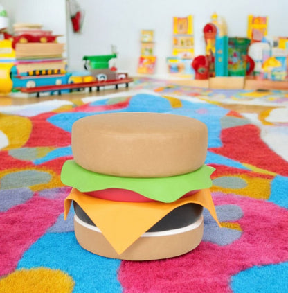 20" Brown Faux Leather Round Footstool