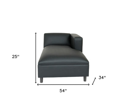 54" Black Faux Leather Lounge Chair