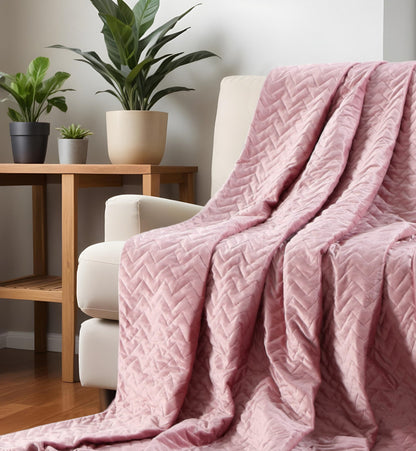 Blush Quilted PolYester Solid Color Weighted Twin Blanket