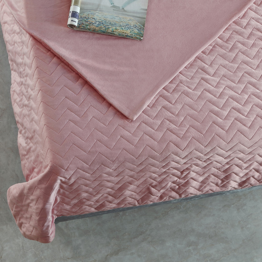 Blush Quilted PolYester Solid Color Weighted Twin Blanket